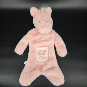 Mud Pie Pink Unicorn Bedtime Buddy Plush Faux Fur Security Blanket Lovey Pocket